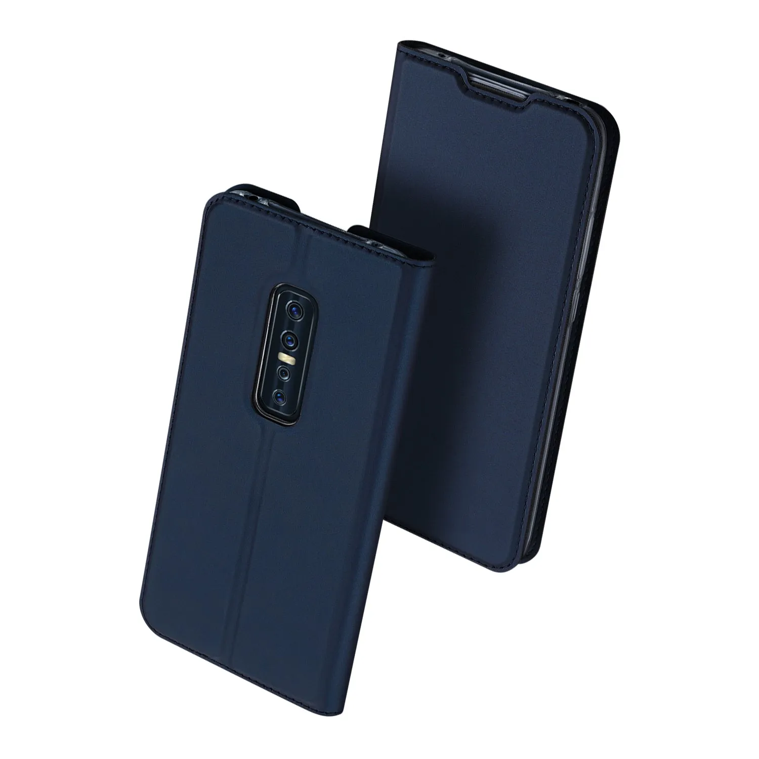 For VIVO V17 Pro Cellphone Cover PU Leather Shell Side Buckle Card Slots Mobile Phone Soft Case Overal Protection blue