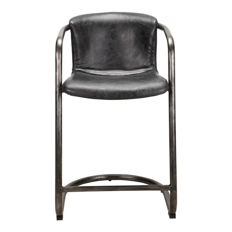 FREEMAN COUNTER STOOL, RUSTIC BLACK LEATHER