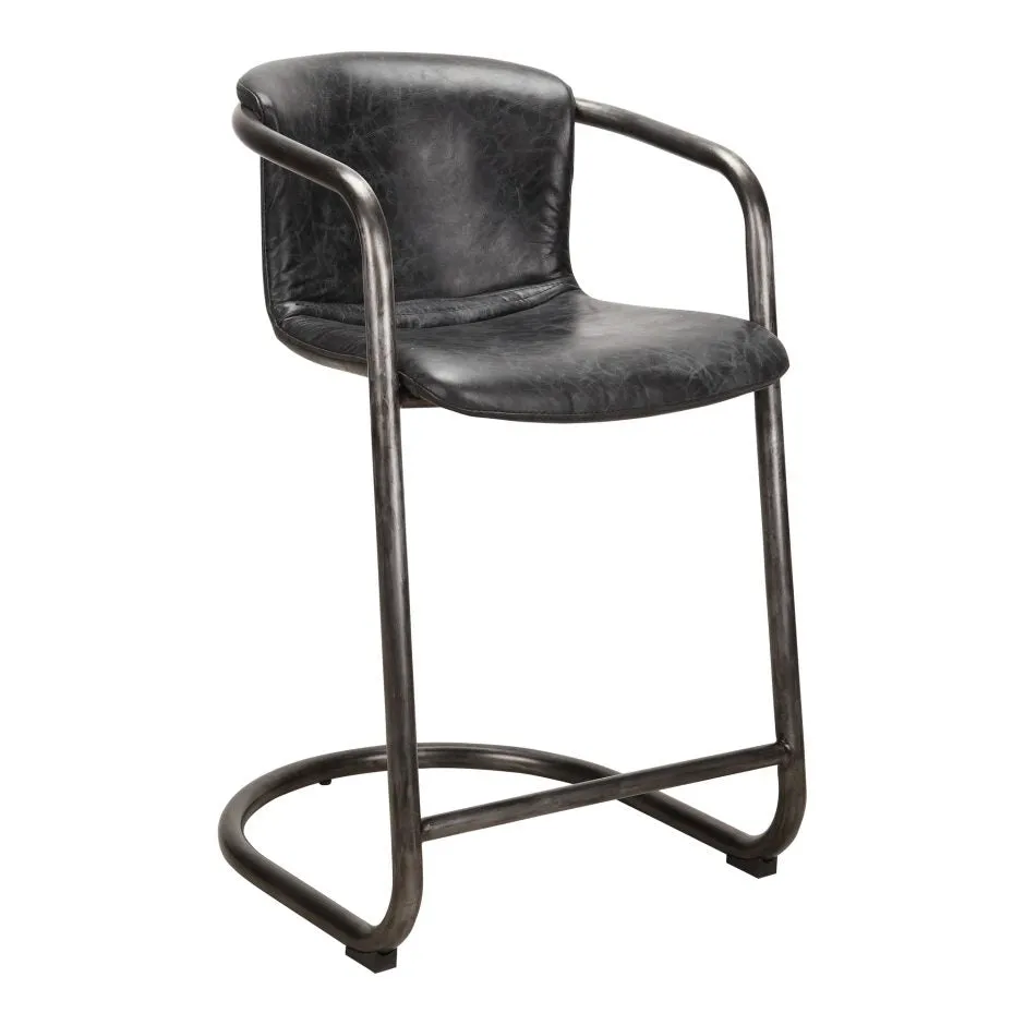 FREEMAN COUNTER STOOL, RUSTIC BLACK LEATHER
