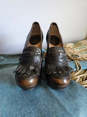 Frye Naiya Kiltie Moc Leather Heels – Size 39 (8) – Brown