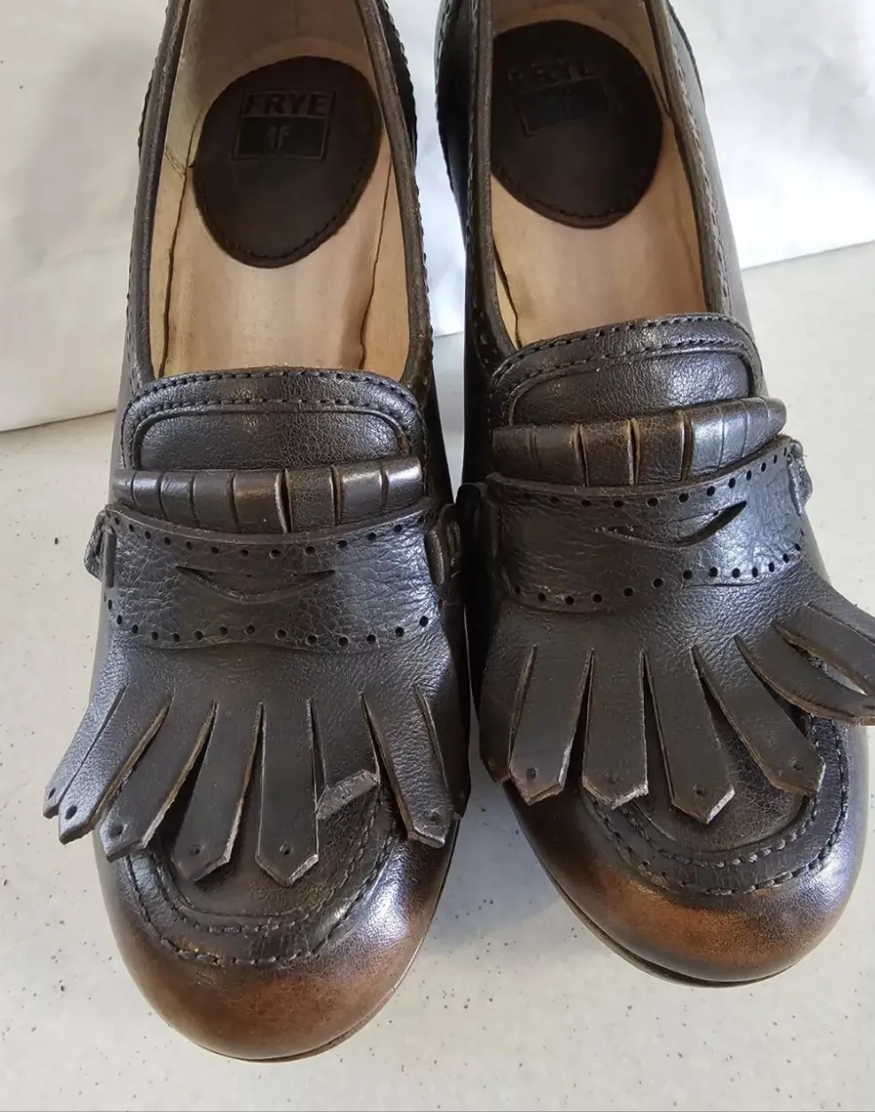 Frye Naiya Kiltie Moc Leather Heels – Size 39 (8) – Brown