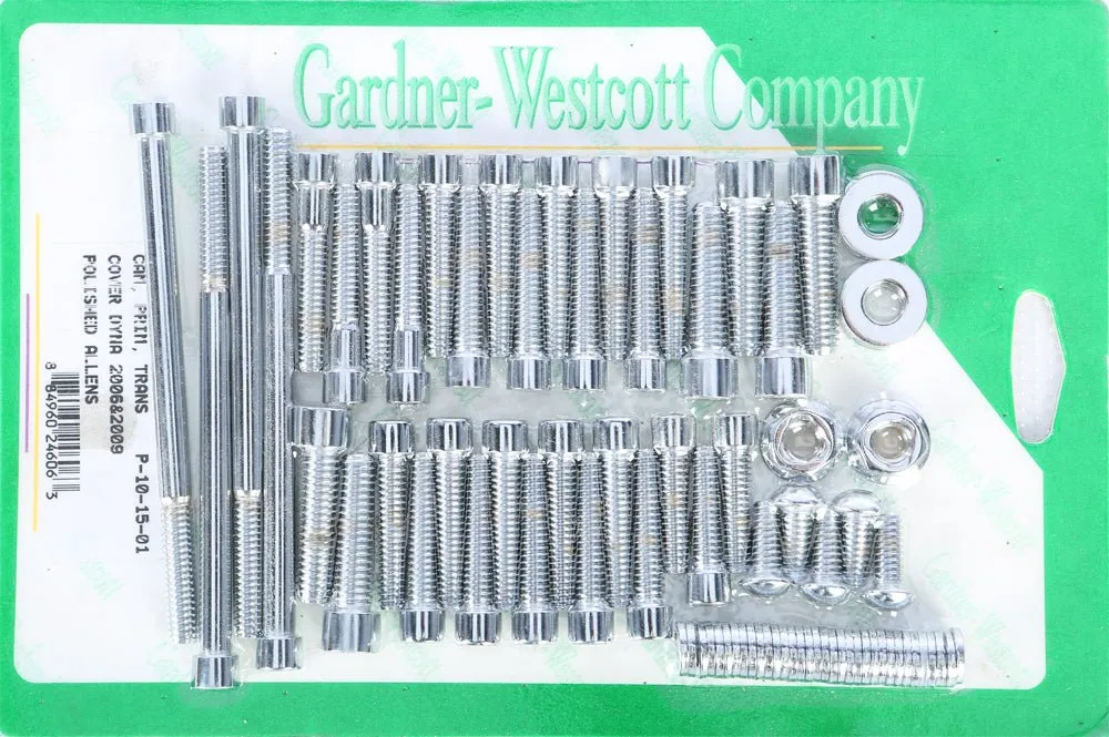 Gardner-Westcott P-10-15-01 Cam and Primary Cover Hardware Set - Polished - Chrome
