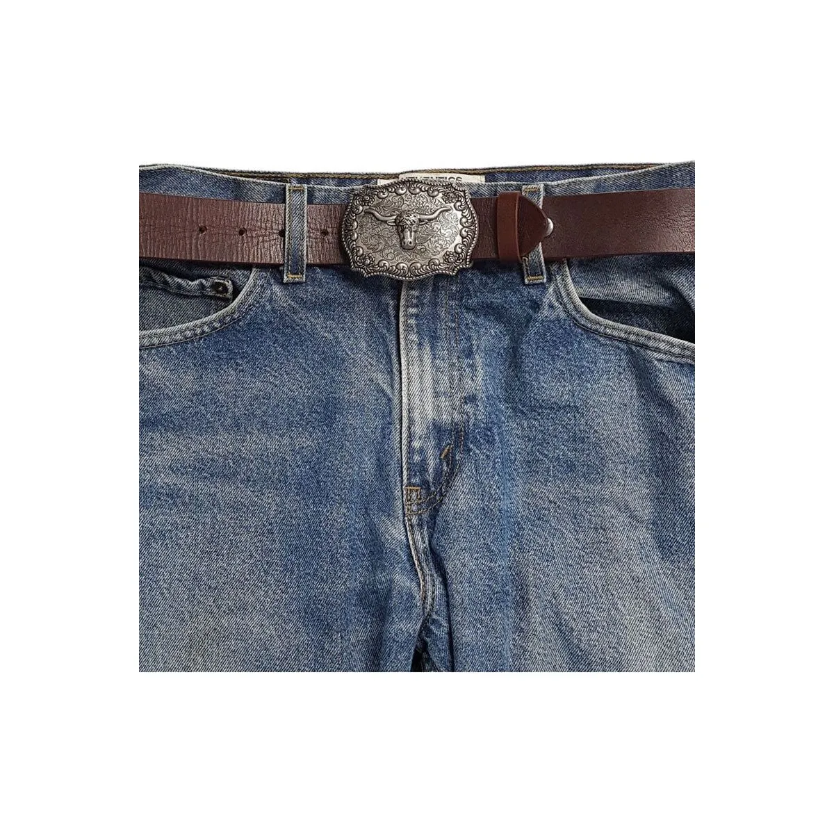 Genuine Leather belt with Antique Silver Buckle
