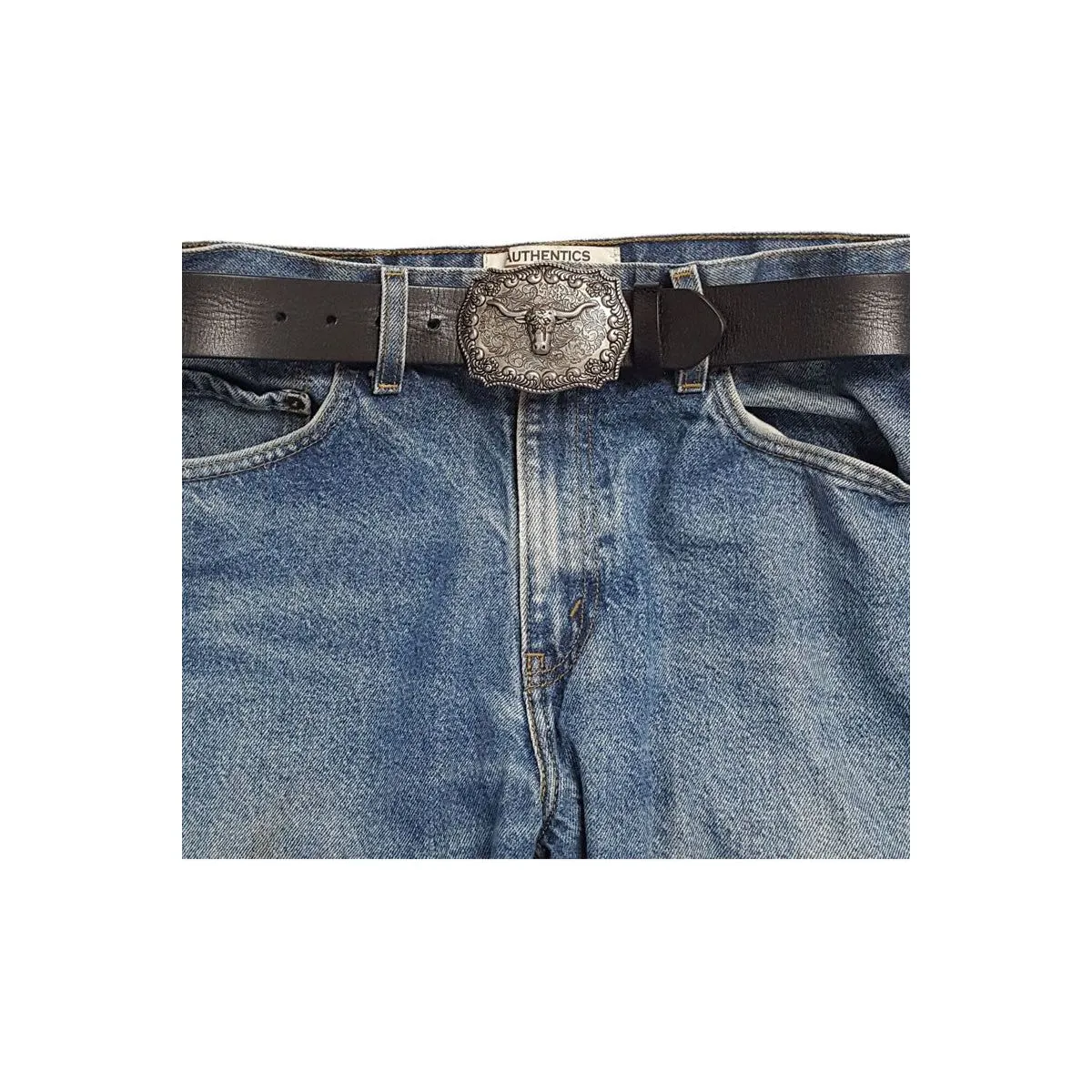 Genuine Leather belt with Antique Silver Buckle