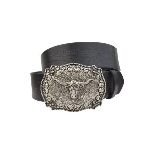 Genuine Leather belt with Antique Silver Buckle