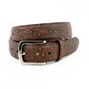 Genuine South African Ostrich Skin Belt in Dark Cognac