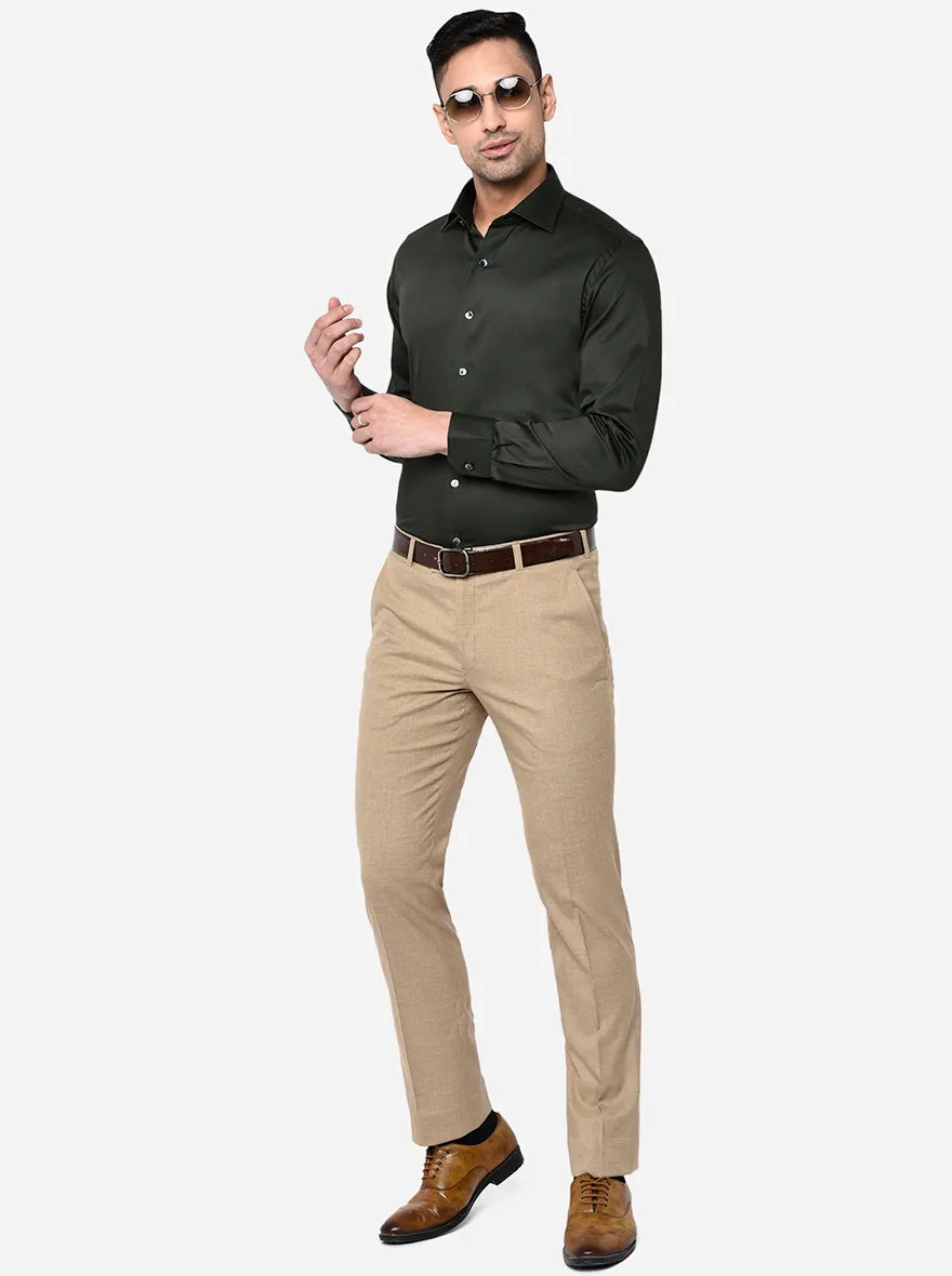 Green Solid Slim Fit Party Wear Shirt | Wyre