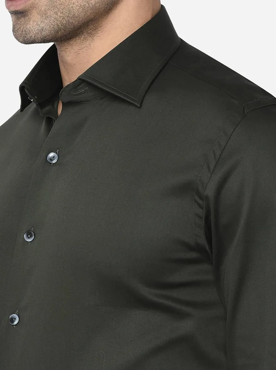 Green Solid Slim Fit Party Wear Shirt | Wyre