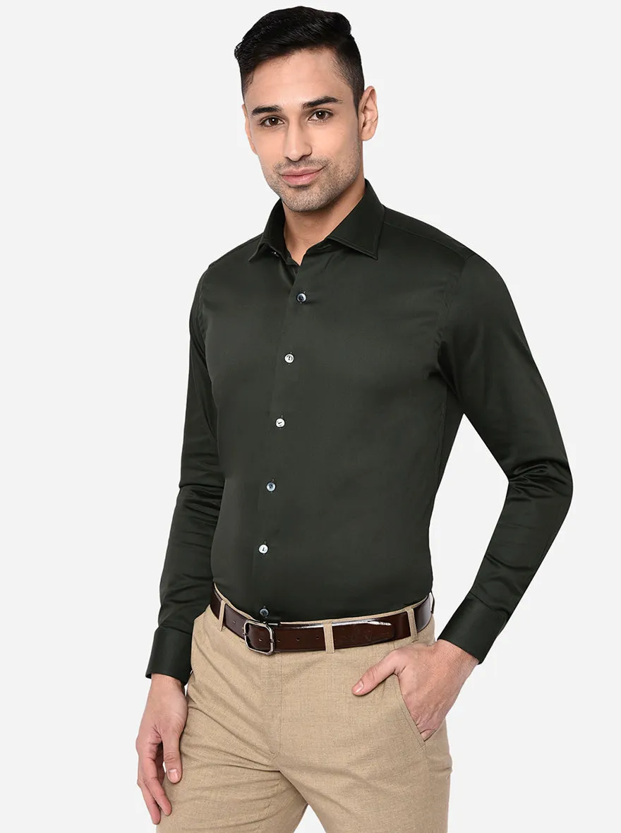 Green Solid Slim Fit Party Wear Shirt | Wyre