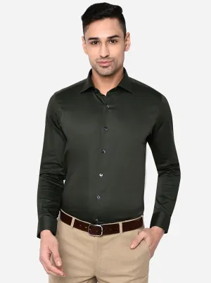 Green Solid Slim Fit Party Wear Shirt | Wyre
