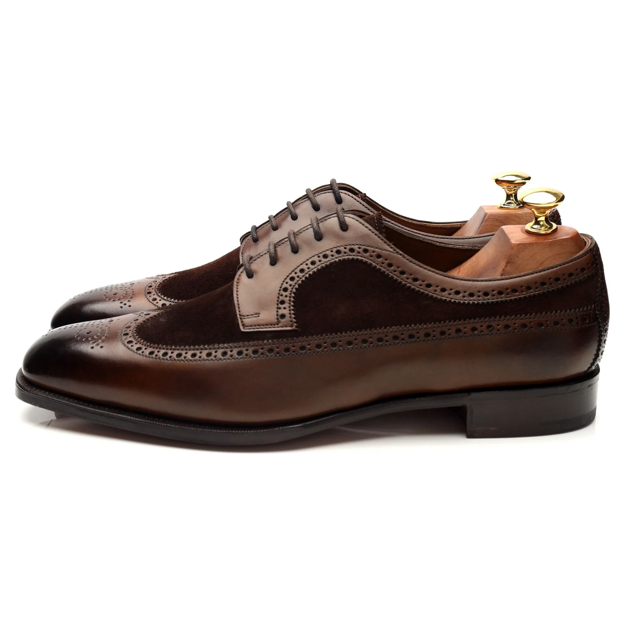 'Harrogate' Dark Brown Leather Oxford Spectator Brogues UK 9.5 E