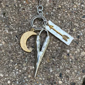 Heart, Arrow and Moon Necklace