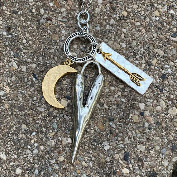 Heart, Arrow and Moon Necklace