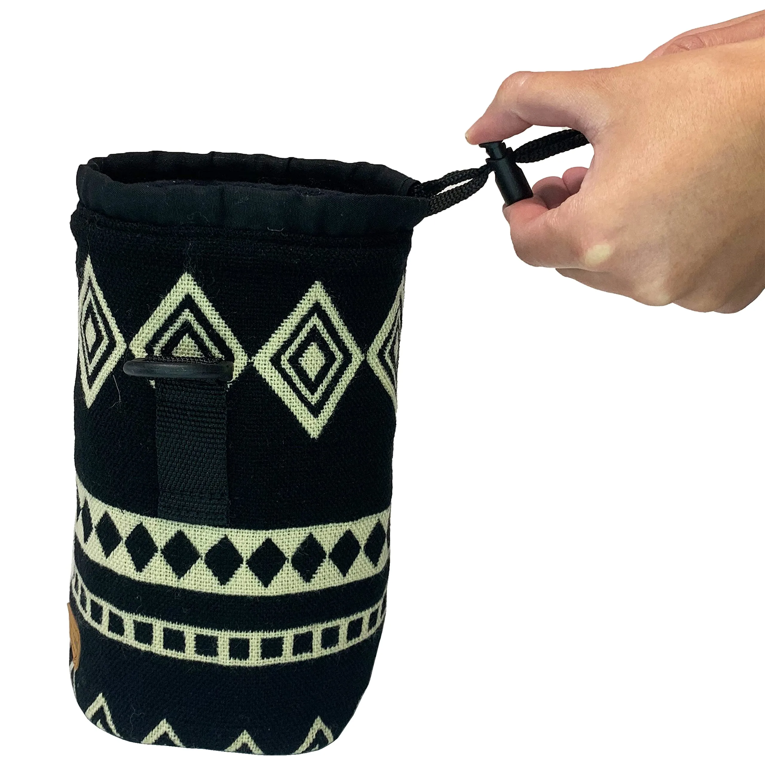 Inca Style Water Bottle Carrier Holder, Sleeve Bottle Sling | Obsidian Black
