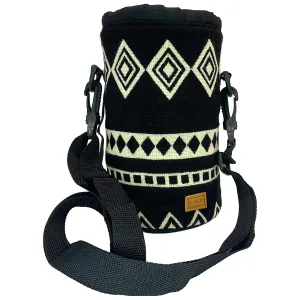 Inca Style Water Bottle Carrier Holder, Sleeve Bottle Sling | Obsidian Black