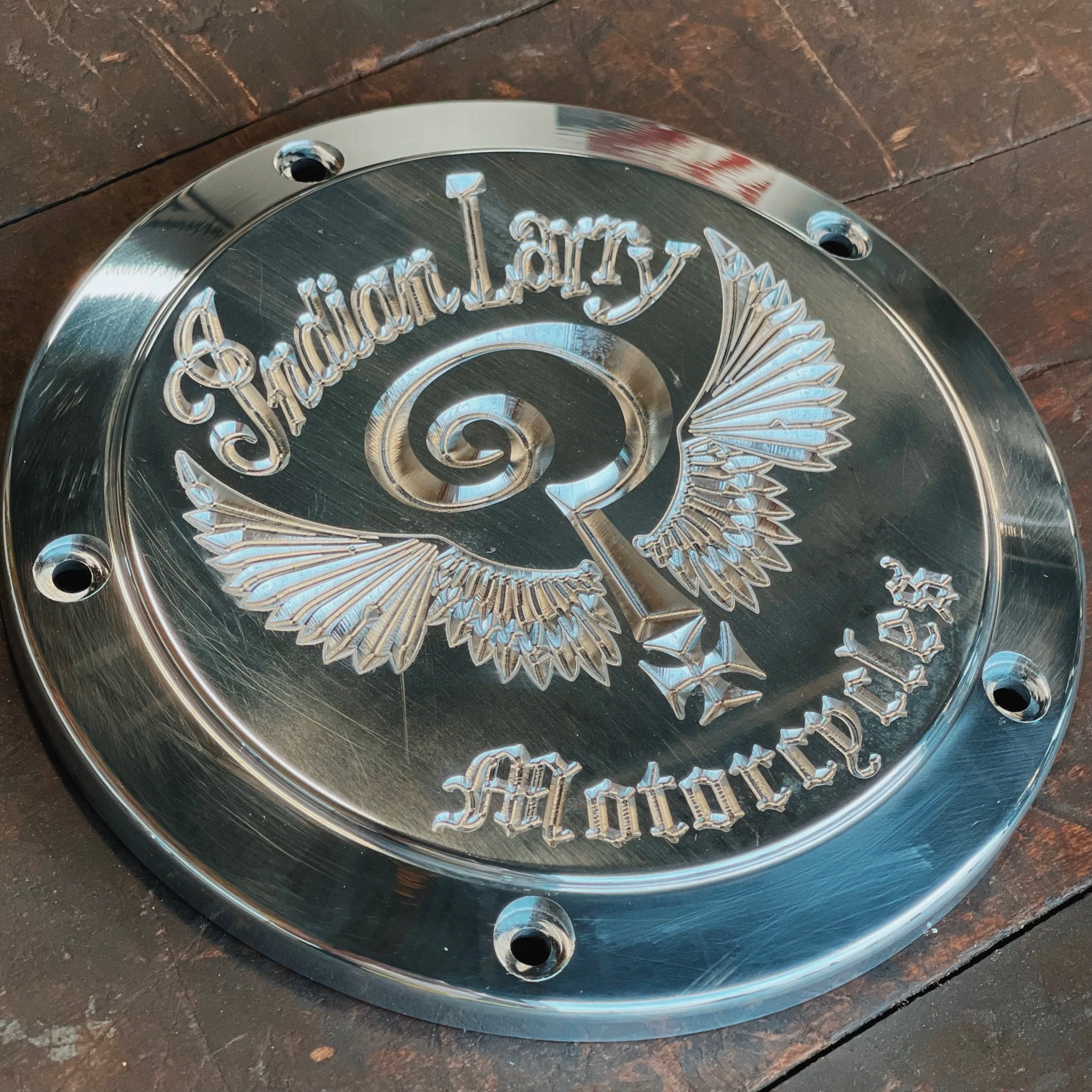 Indian Larry Logo M8 Softail Derby Cover - Aluminum