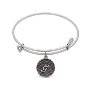 Initial G, Bangle Antique Silver Color Finish