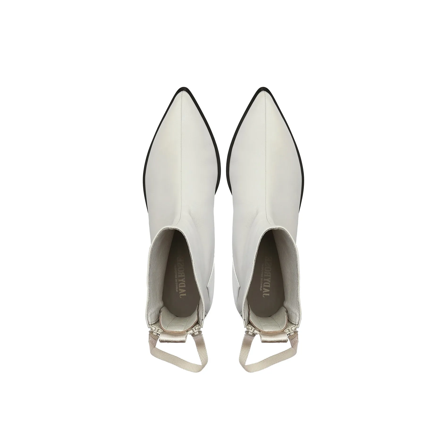 Ivory Back-Zip Leather Ankle Boot