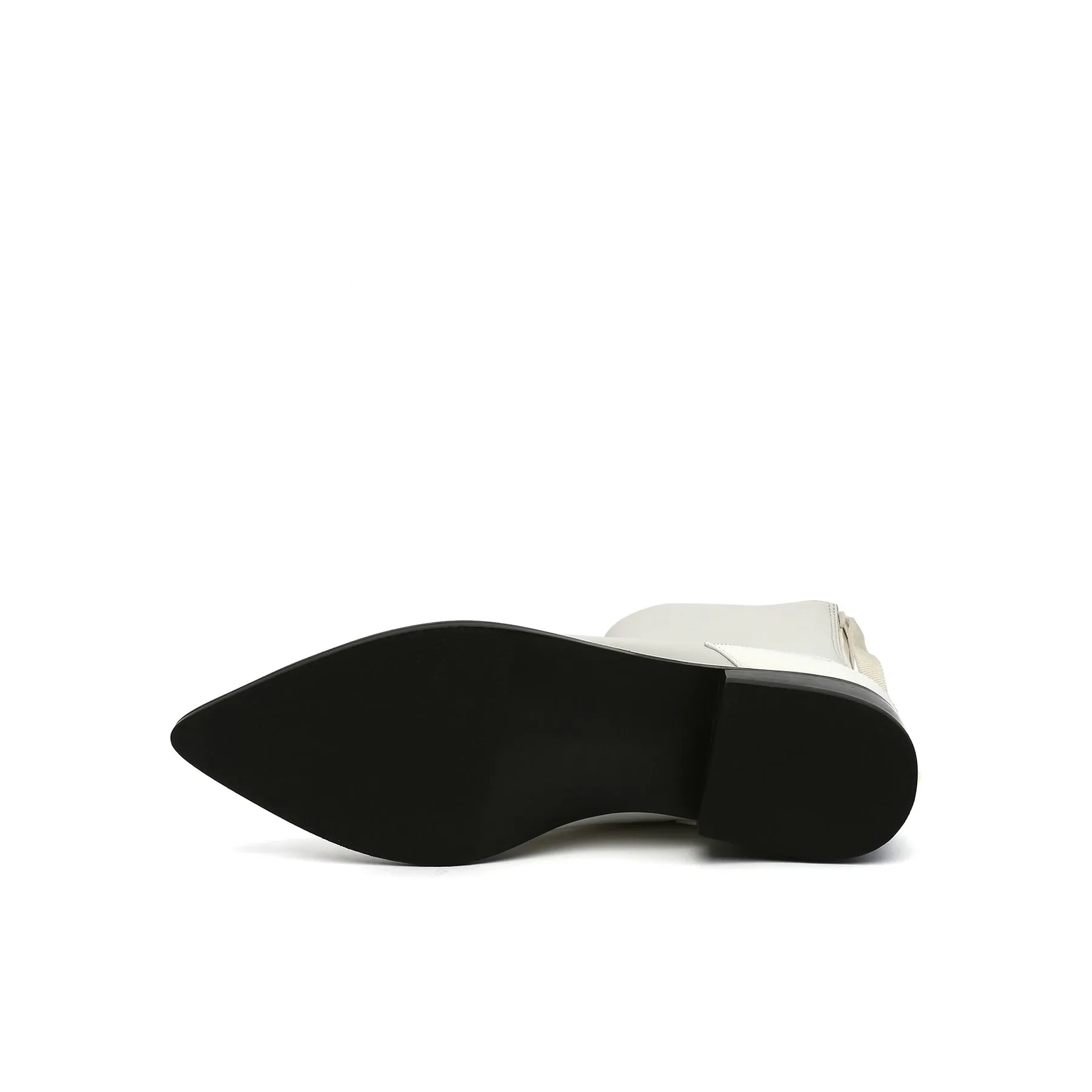 Ivory Back-Zip Leather Ankle Boot