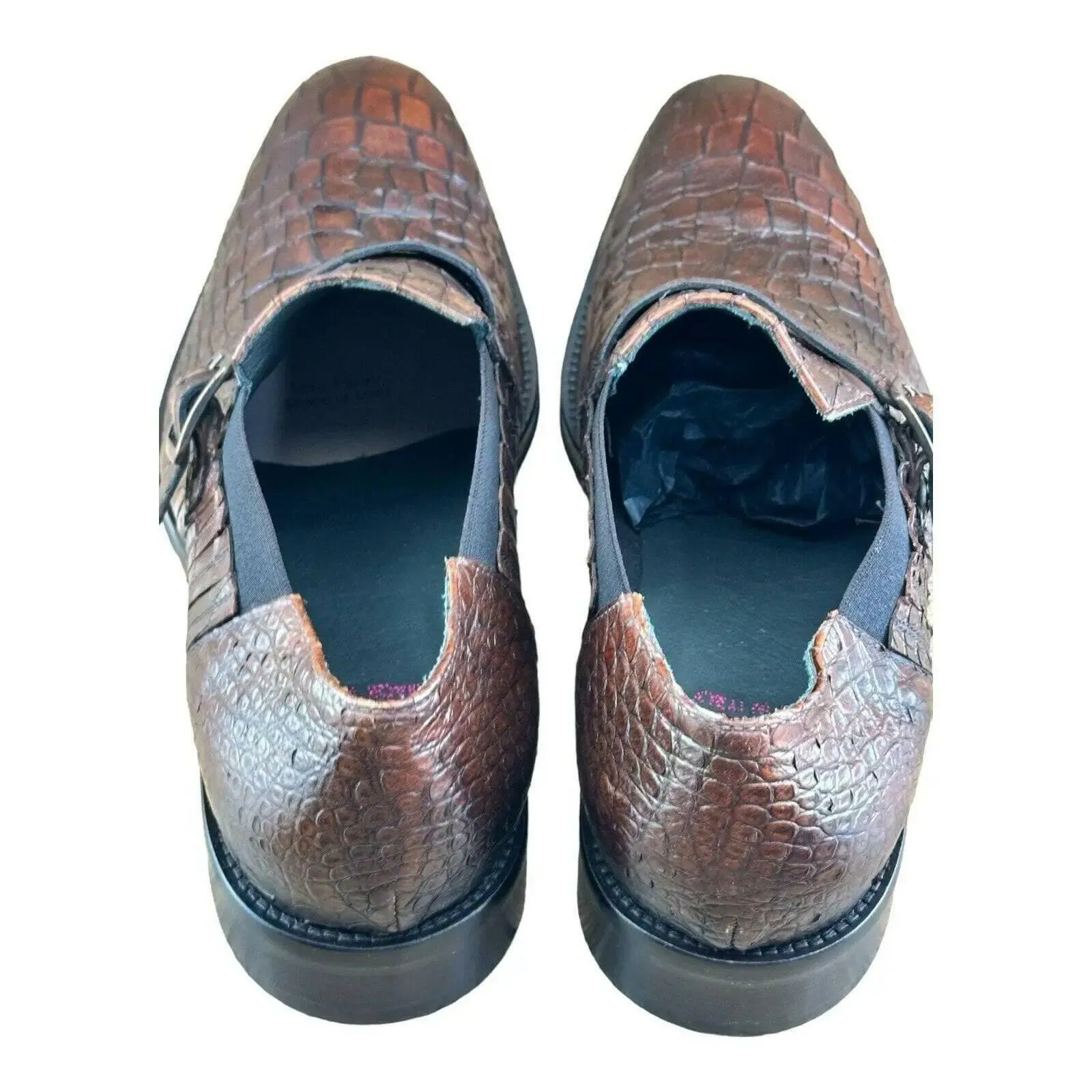 Jo Ghost  Men Croc-Embossed Monk Shoes