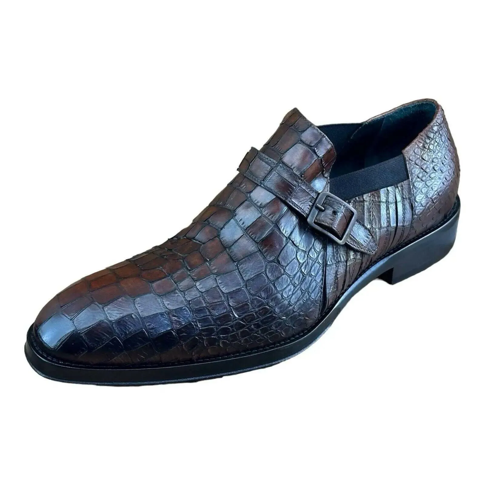 Jo Ghost  Men Croc-Embossed Monk Shoes