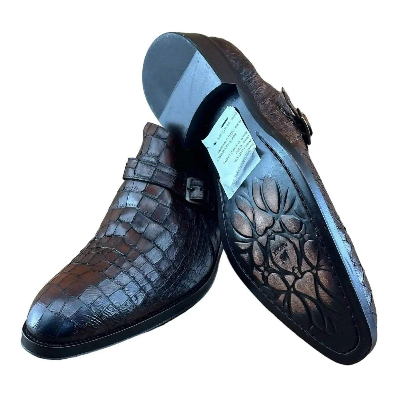 Jo Ghost  Men Croc-Embossed Monk Shoes