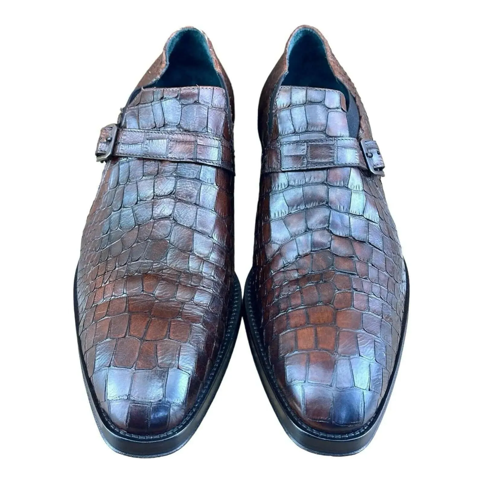 Jo Ghost  Men Croc-Embossed Monk Shoes