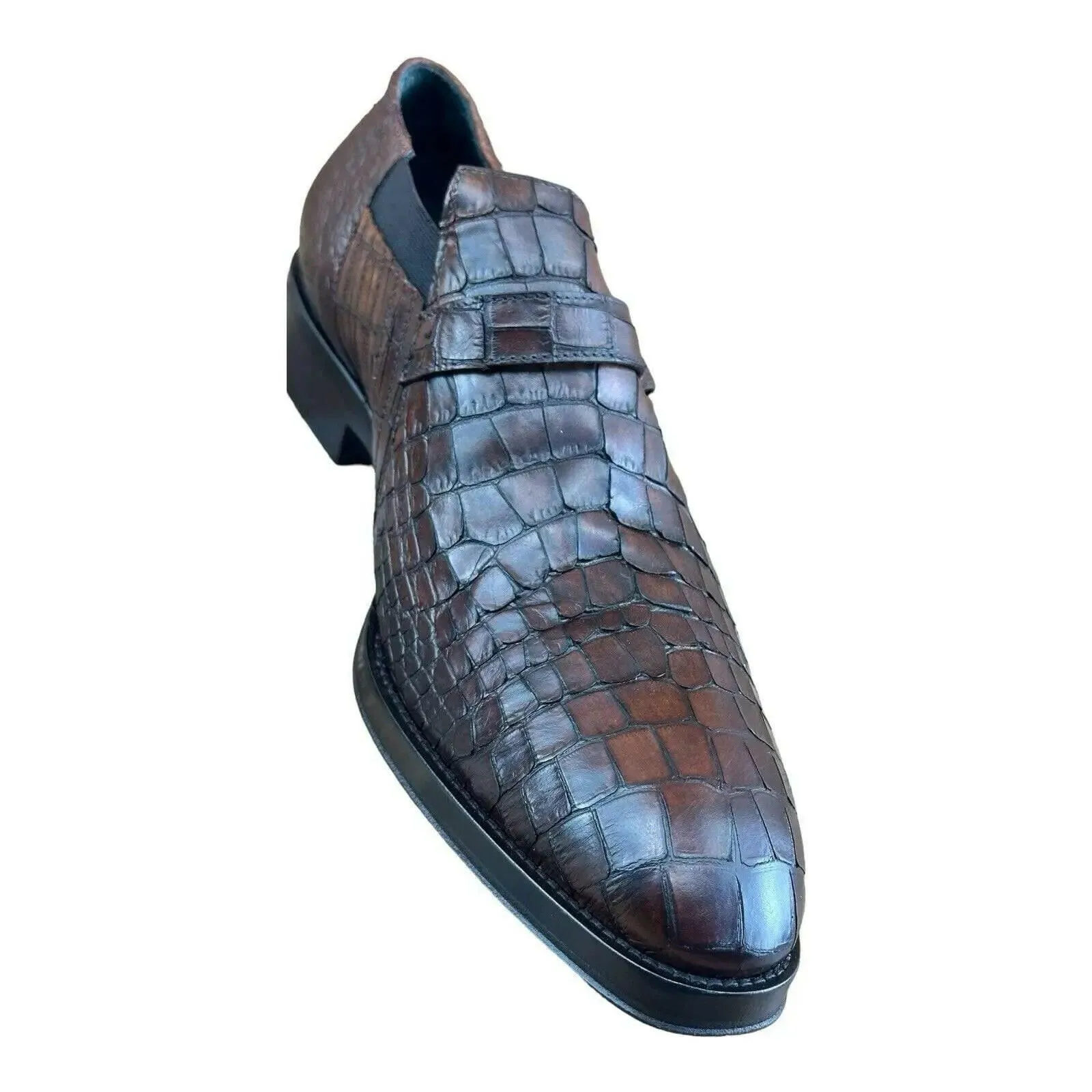 Jo Ghost  Men Croc-Embossed Monk Shoes