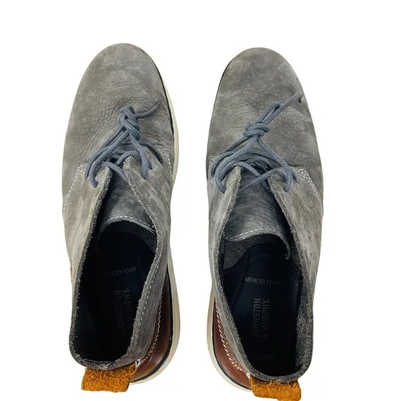Johnson &amp; Murphy Mens Boots Farley 25-2757 Nubuck Leather Chukka‎ Gray Size 11M