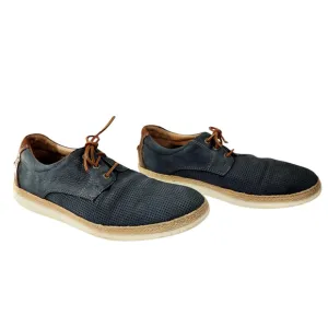 Johnston Murphy 11M Men Knit Saddle Shoe Espadrille Sheepskin Leather Blue Brown
