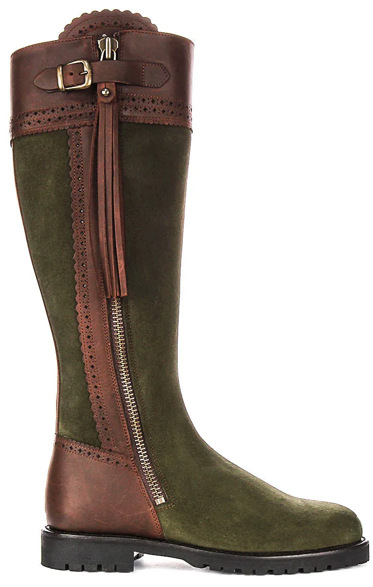 Justinreess England Valentina Leather In Brown Green For Women