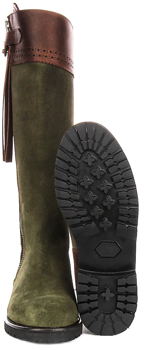 Justinreess England Valentina Leather In Brown Green For Women