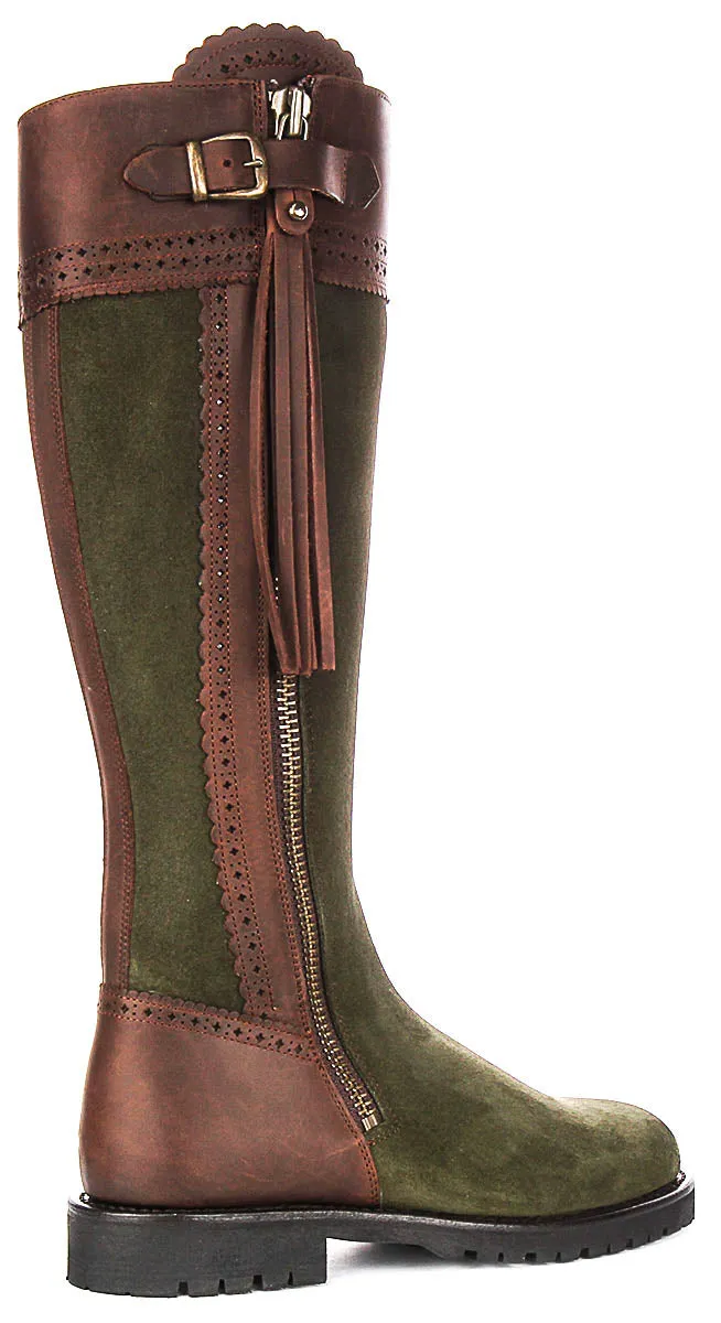 Justinreess England Valentina Leather In Brown Green For Women