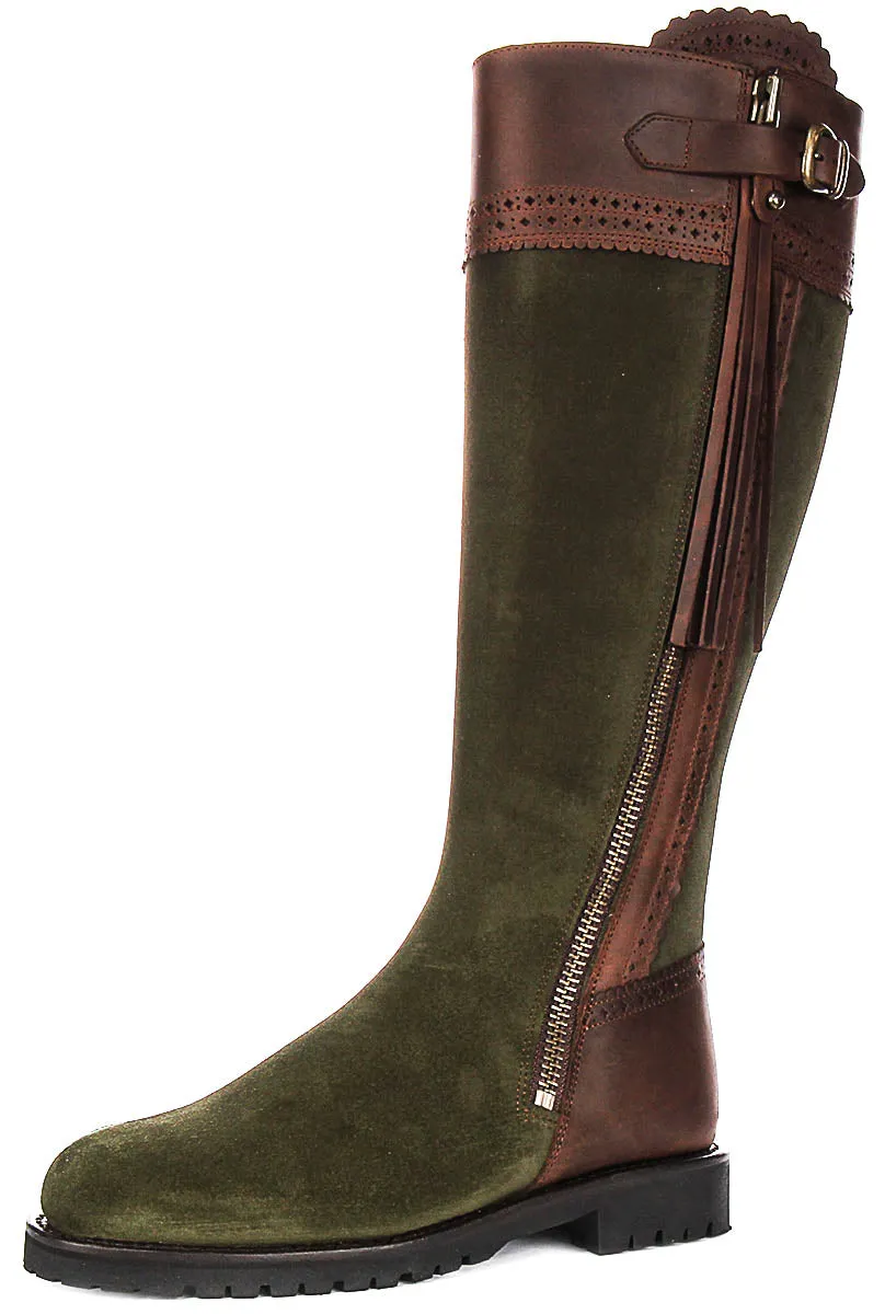 Justinreess England Valentina Leather In Brown Green For Women