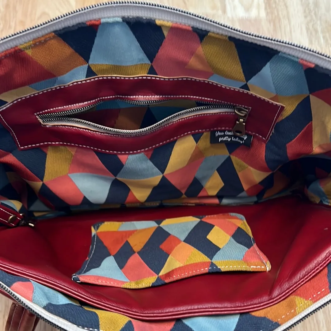KMGhandmade Original Big Mouth Bag - Red & Harlequin
