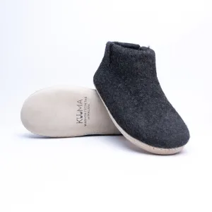 KUUMA - Graphite Wool Felt Boots Unisex, Cozy, Handmade Indoor Comfort