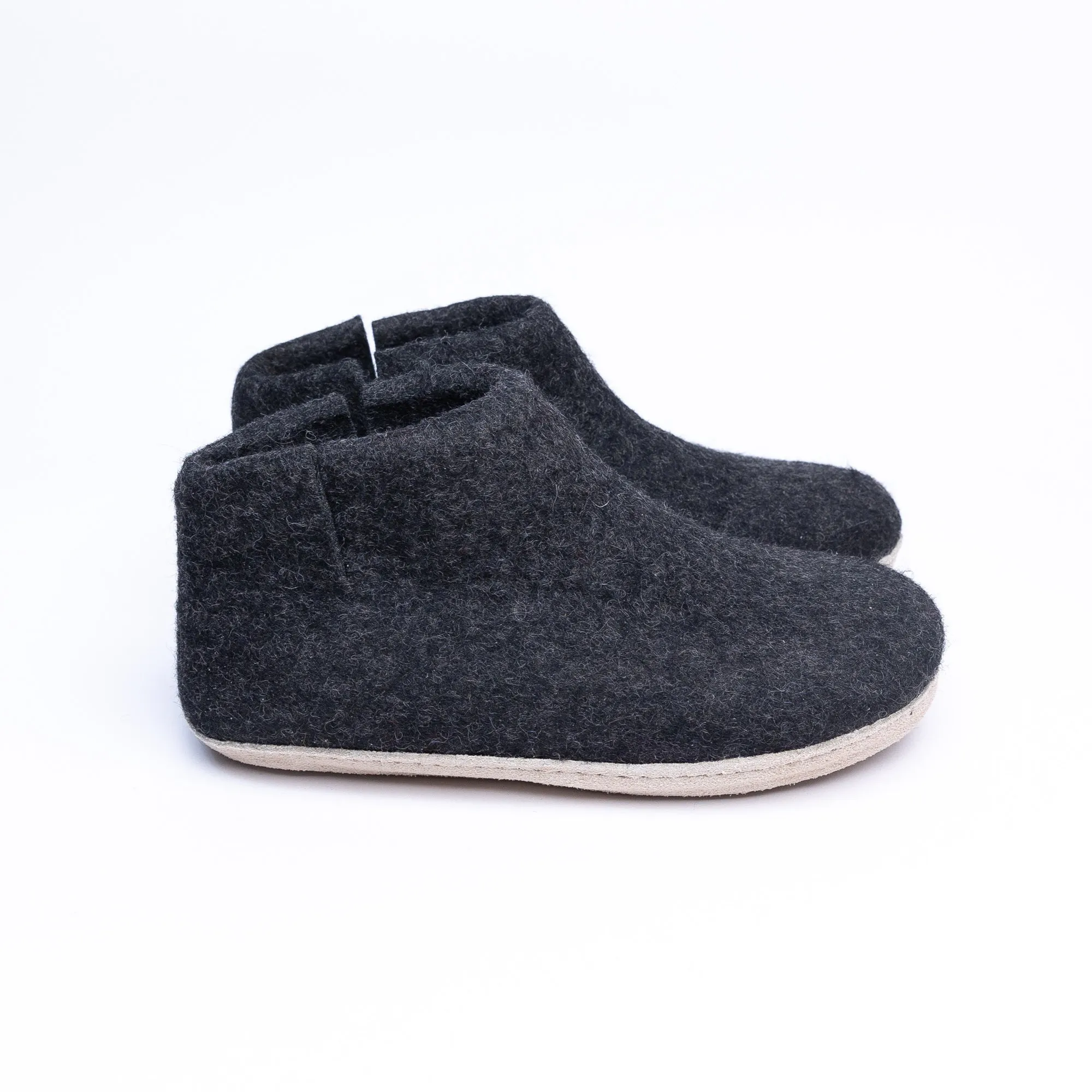 KUUMA - Graphite Wool Felt Boots Unisex, Cozy, Handmade Indoor Comfort