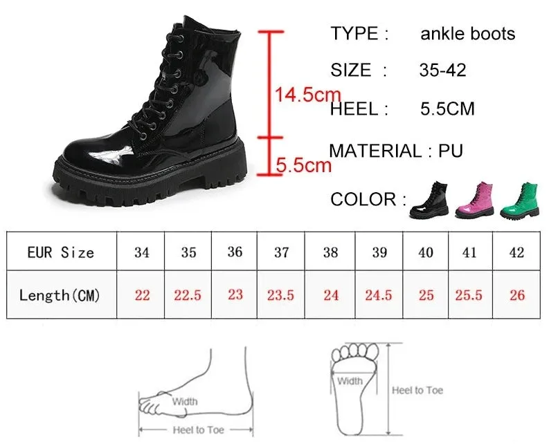 Lace Up Faux Leather Ankle Boots