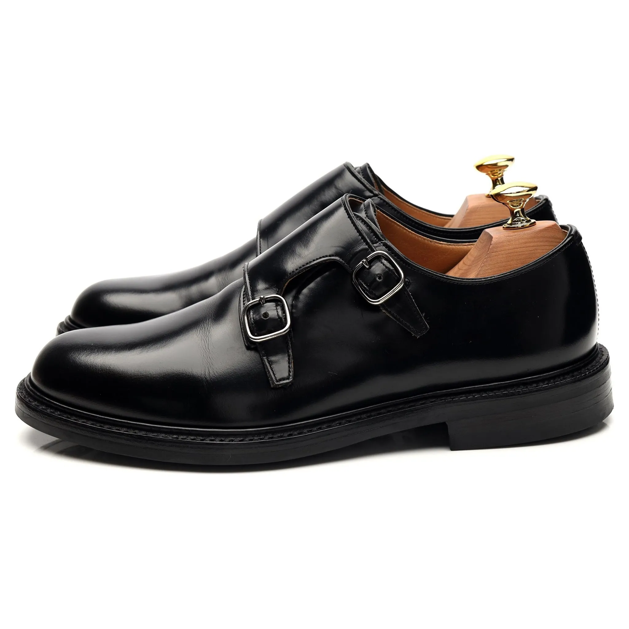 'Lambourn' Black Leather Double Monk Strap UK 6 G