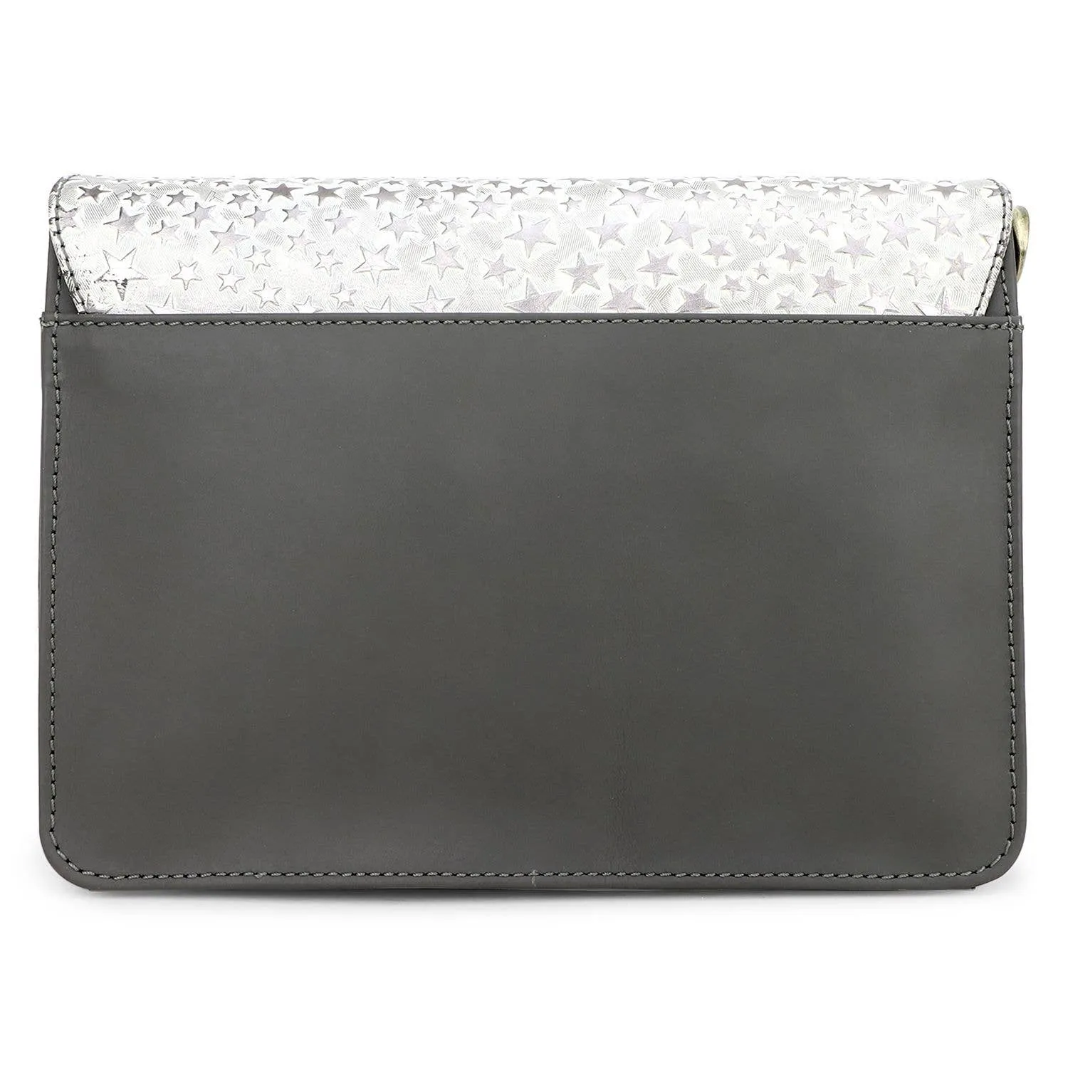 Leather Women's Crossbody - Dark Gray Stars