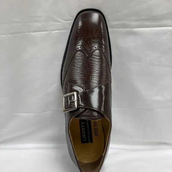 LIBERTYZENO Mens Leather Oxford Style  Monkstrap Dress Shoes