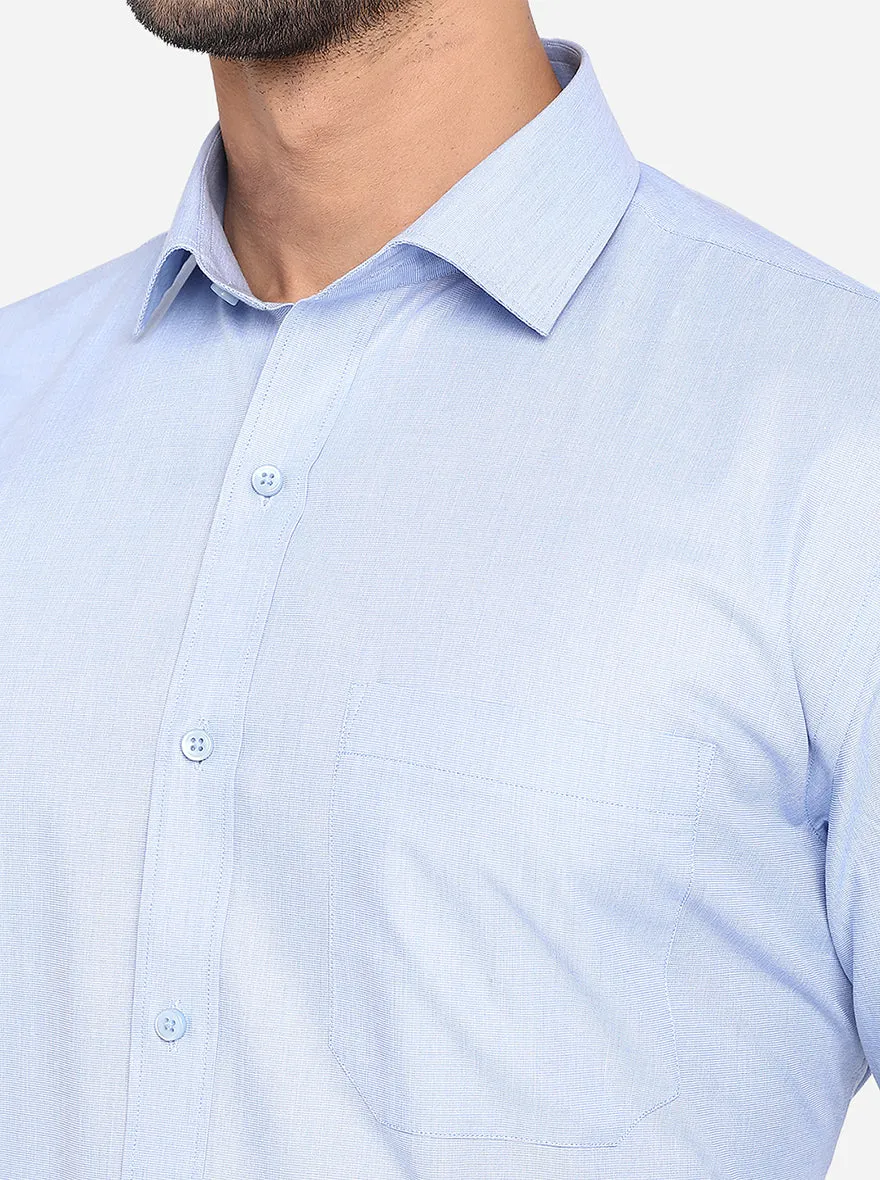 Light Blue Solid Regular Fit Formal Shirt | Greenfibre