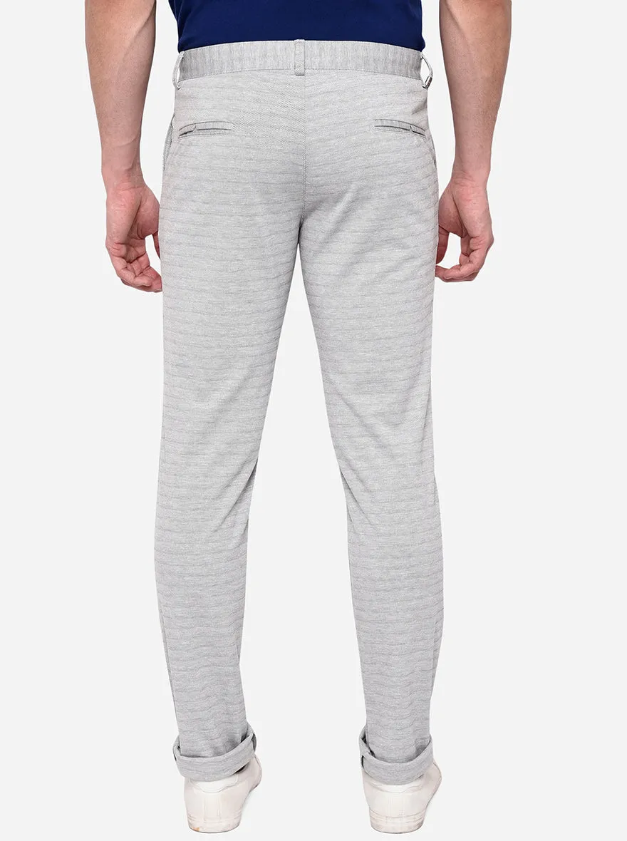 Light Grey Solid Venice Fit Casual Trouser | JadeBlue
