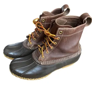 LL Bean 8 Inch Bean Boots Mens 8 Brown Leather Lace Up Duck Boot Made