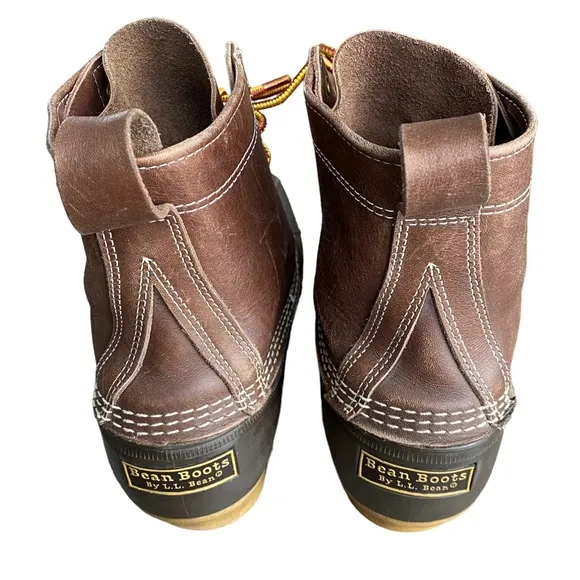 LL Bean 8 Inch Bean Boots Mens 8 Brown Leather Lace Up Duck Boot Made