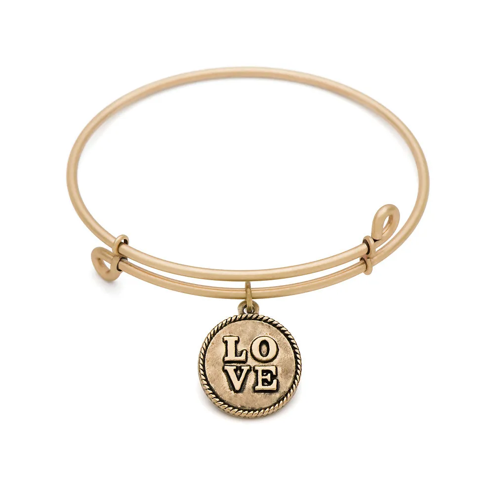 Love, Bangle Antique Gold Color Finish