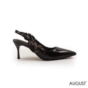 LOW- HEEL LEATHER SLINGBACK SHOES