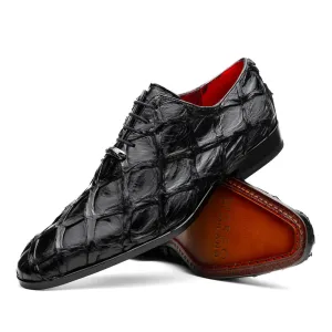 Marco Di Milano Olivieri Black Pirarucu Oxford Dress Shoes
