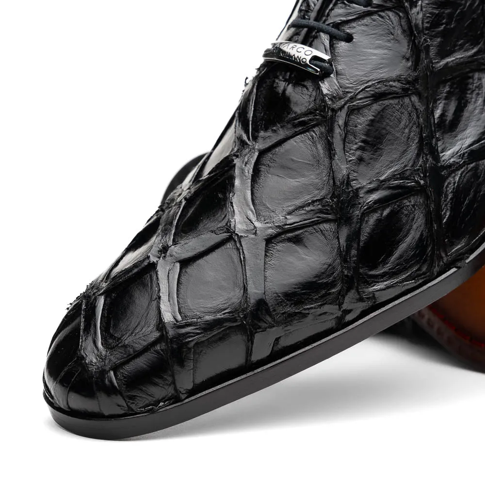 Marco Di Milano Olivieri Black Pirarucu Oxford Dress Shoes