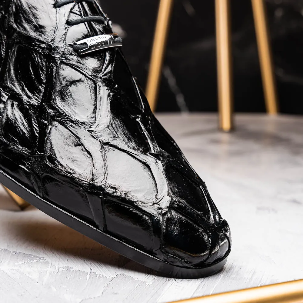 Marco Di Milano Olivieri Black Pirarucu Oxford Dress Shoes